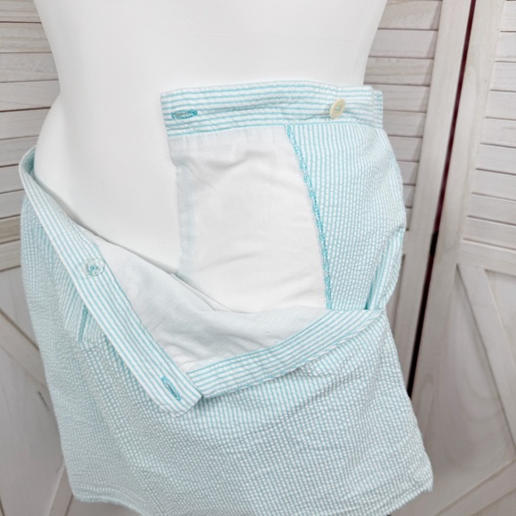 Lilly Pulitzer Mimosa Seersucker‎ Striped Mini Skirt Aqua Teal Blue White XL - Picture 7 of 13